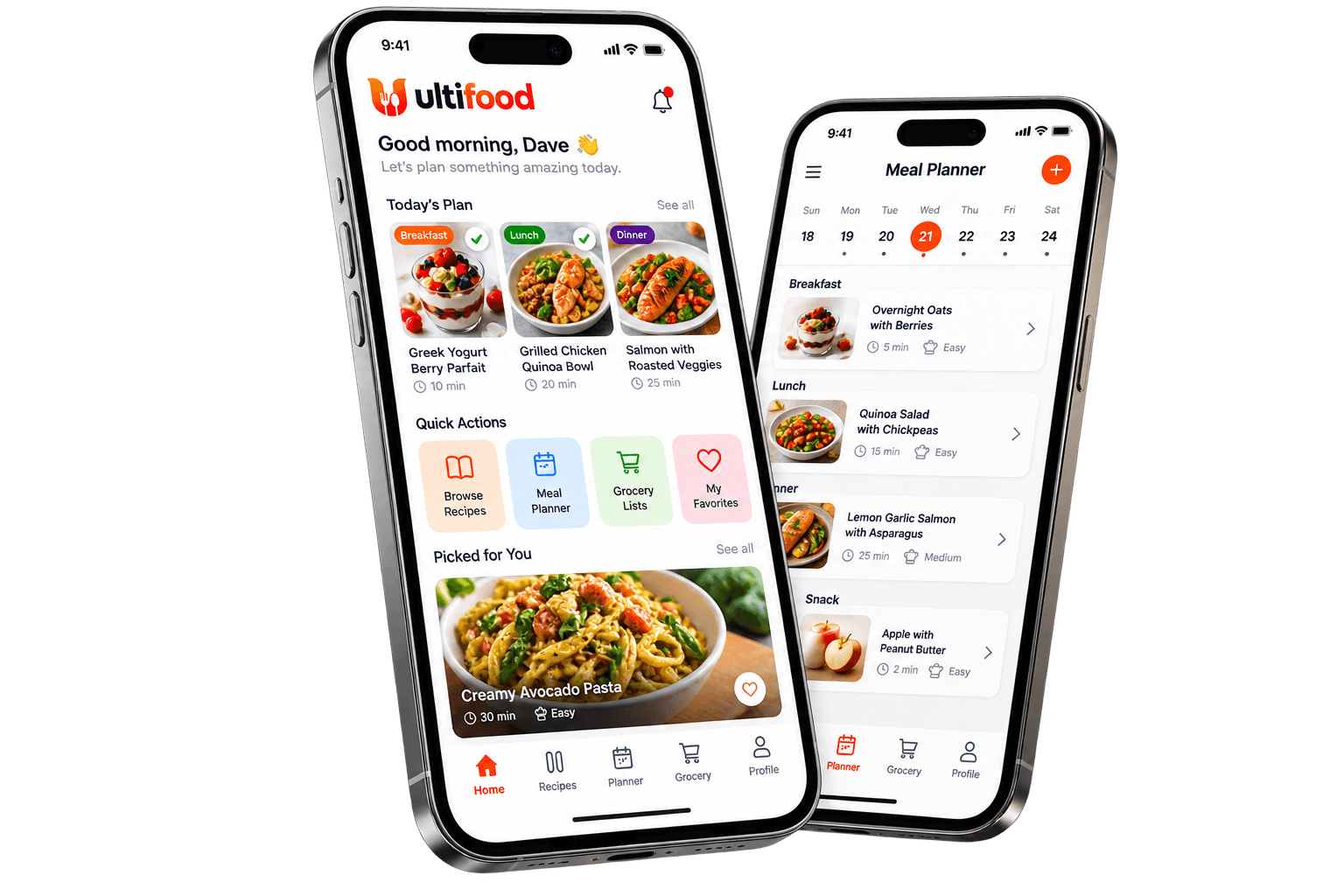 UltiFood recipes and meal planning on mobile phones